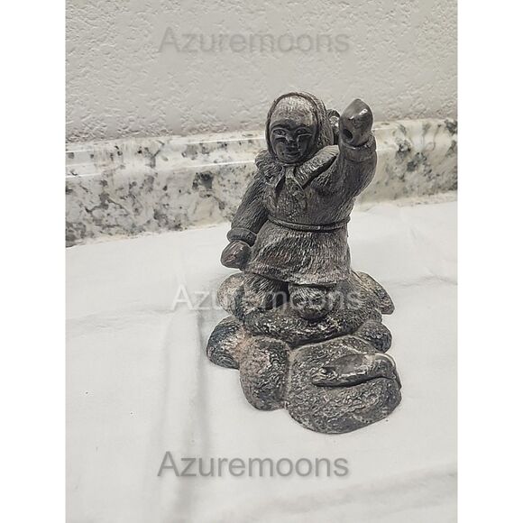 vintage Inuit Canada  Eskimo With Baby sculptures with art life mark on bottom - Picture 1 of 7